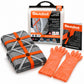 Das AutoSock Modell HP695 enthält zwei Schneesocken, ein Paar Handschuhe, eine Bedienungsanleitung und die Produktverpackung